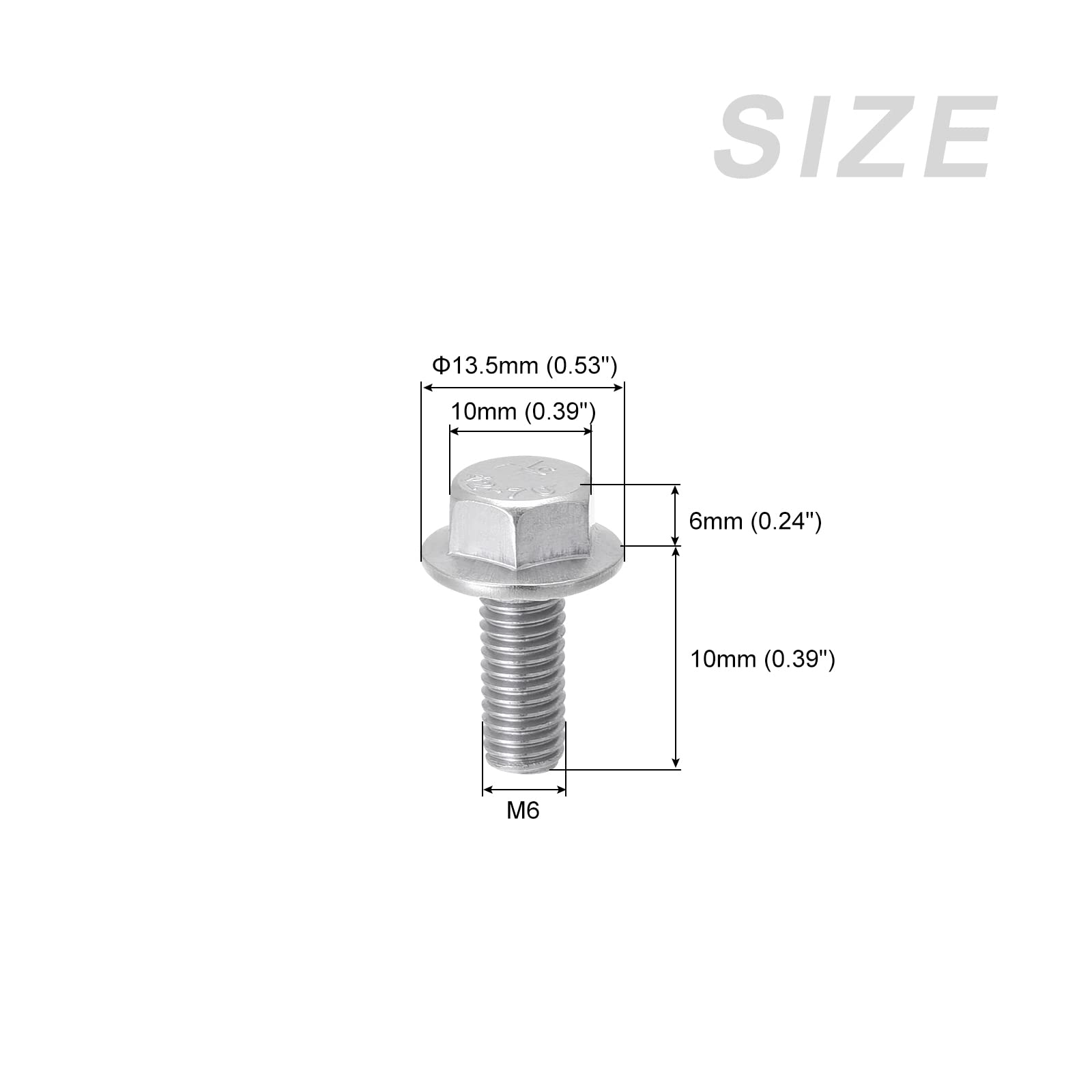 METALLIXITY Flanged Hex Head Bolts (M6x10mm) 50pcs, Hexagon Serrated Flange Bolt Carbon Steel Screw - for House Construction Hardware Fasteners