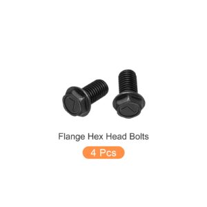 METALLIXITY Flanged Hex Head Bolts (M7x16mm) 4pcs, Left Hand Hexagon Bolt Fully Thread Screw - for House Construction Hardware Fasteners