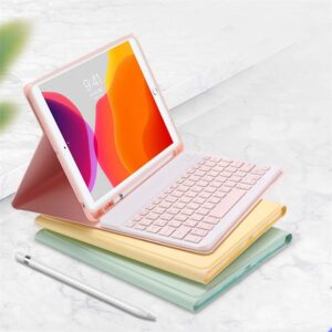 iPad 10th Generation 2022 Keyboard Case Cute Color Keyboard Detachable Bluetooth Keyboard Cover with Pencil Holder for iPad 10 10.9 inch (Dark Pink)