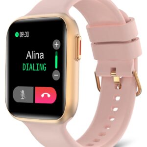 Bebinca Smart Watch for Women, Fitness Tracker with Heart Rate Sleep Monitor, 1.7" Touchscreen[Answer/Make Call] AI Voice, IP68 Waterproof Compatible with iPhone Samsung Android Phone, Pink