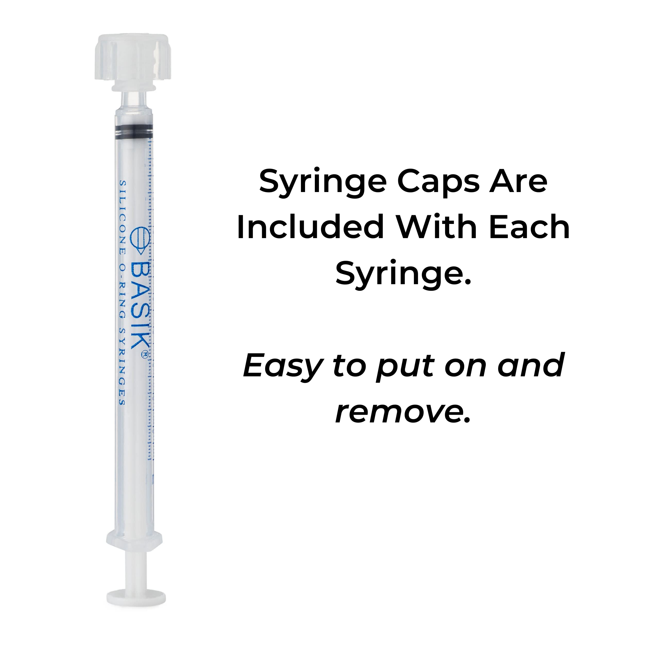 BASIK Silicone O Ring 1cc Feeding Syringe 10/Pack Caps Included Individually Wrapped For Hand Feeding Small Animals And Measurements