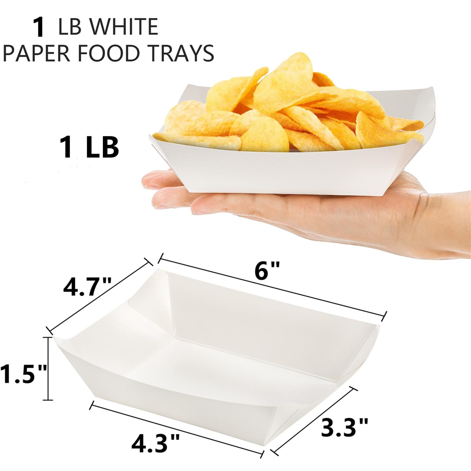 DEAYOU 250 Pack Small Paper Food Boats, 1 LB White Paper Food Tray, Disposable Paperboard Serving Basket for Nacho Fries, Greaseproof Fast Food Snack Holder Container for Party, Concession Stand