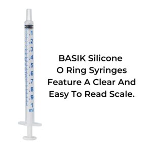 BASIK Silicone O Ring 1cc Feeding Syringe 10/Pack Caps Included Individually Wrapped For Hand Feeding Small Animals And Measurements