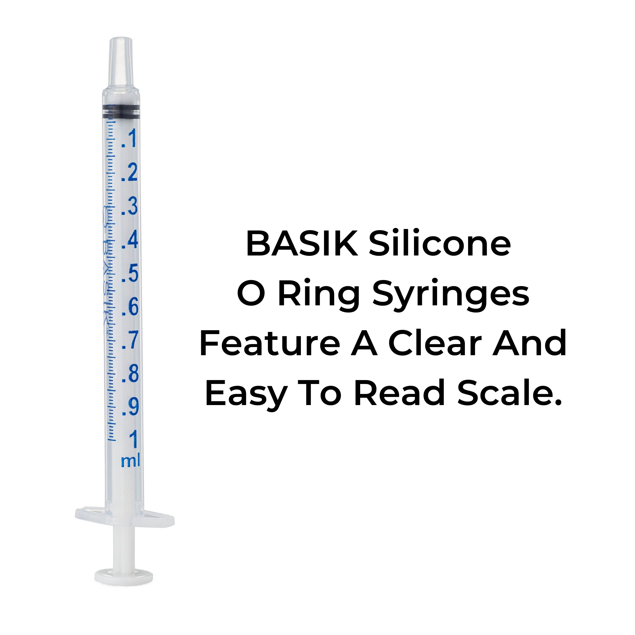 BASIK Silicone O Ring 1cc Feeding Syringe 10/Pack Caps Included Individually Wrapped For Hand Feeding Small Animals And Measurements