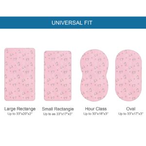 Bassinet Sheet 4 Pack for Baby Girls, Bassinet Sheets Universal Fit for Rectangle, Oval, Hourglass Bassinet Pad/Mattress, Stretchy Bassinet Sheets, Pink Print