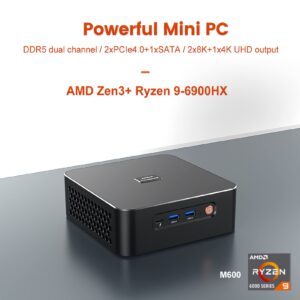 KingnovyPC Mini PC Gamer AMD Rzyen 9 6900HX Window 11 Pro,Desktop Computer,32GB DDR5,2TB PCIe4.0 SSD, 8 Core 16 Threads Radeon 680M, USD,HDMI,DP,Dual 2.5G LAN Gaming Computer WiFi6 BT5.2