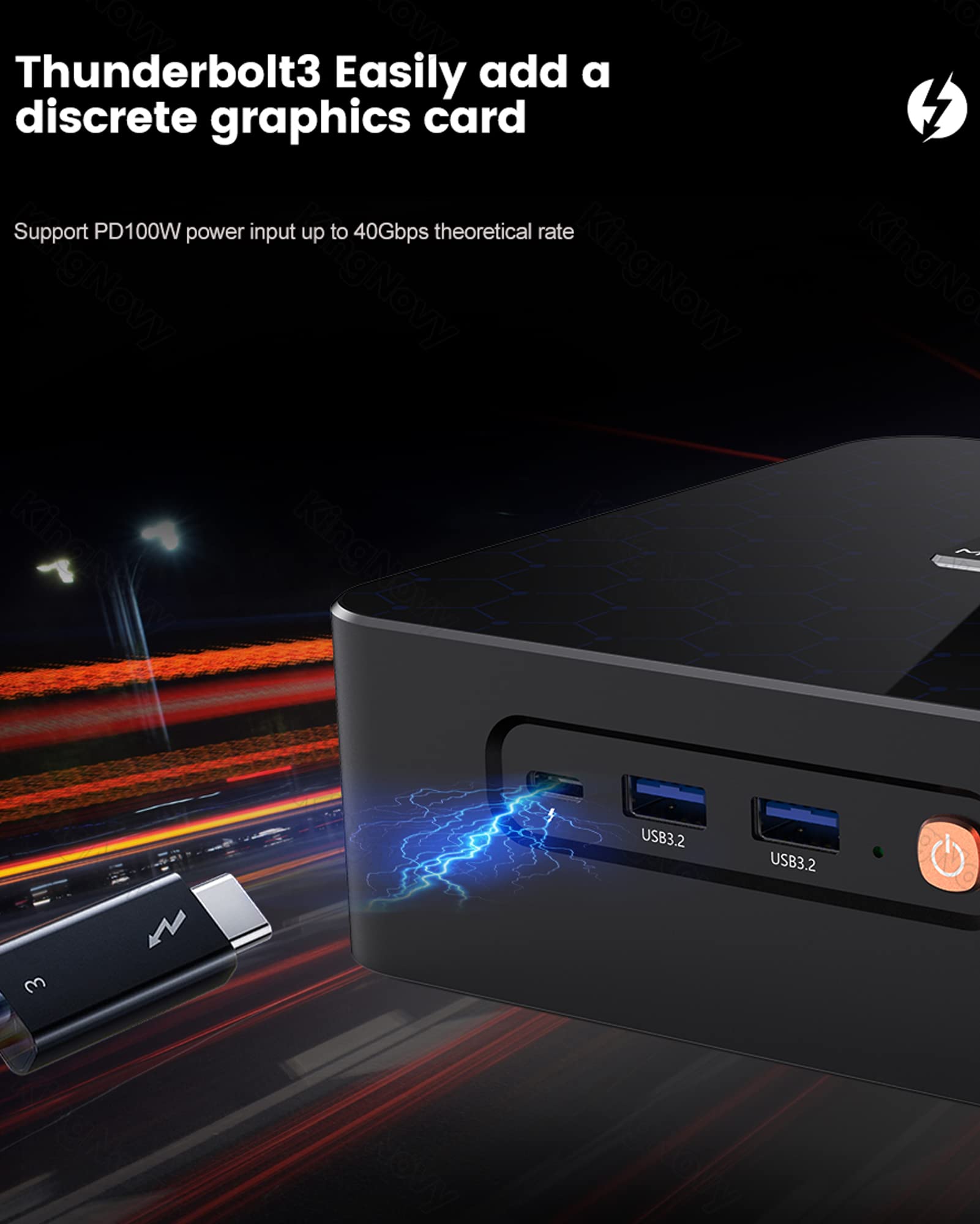 KingnovyPC Mini PC Gamer AMD Rzyen 9 6900HX Window 11 Pro,Desktop Computer,32GB DDR5,2TB PCIe4.0 SSD, 8 Core 16 Threads Radeon 680M, USD,HDMI,DP,Dual 2.5G LAN Gaming Computer WiFi6 BT5.2