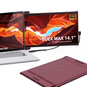 new mobile pixels 2022 duex max portable monitor, 14.1" fhd 1080p ips monitor, usb a/usb c plug and play auto rotated laptop monitor, windows/mac/android/switch compatible (rio rouge) (renewed)