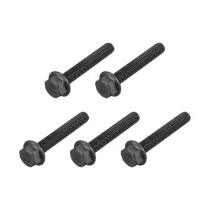 metallixity flanged hex head bolts (m8x50mm) 5pcs, hexagon serrated flange bolt fully thread screw - for house construction hardware fasteners