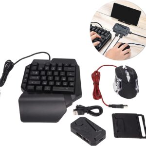 Mix Pro Keyboard and Mouse Adapter, One Handed Keyboard Mouse Combo Set Converter USB Wired Mobile Gaming Keyboard Mouse Adapter Converter for Android, iOS(BT 4.0)