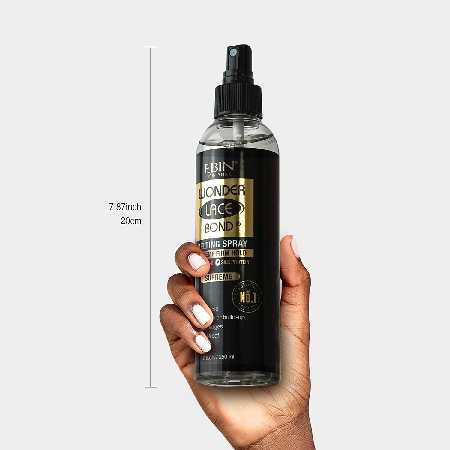 EBIN NEW YORK Wonder Bond Melting Spray 8oz/ 250ml - Extreme Firm Hold (Supreme) | No Reside, Long Lasting Formula with Protecting Edges, Gives Undetectable and Natural Look