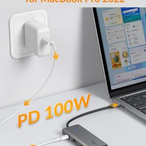 Docking Station - iDsonix 8 in 1 USB C Hub Aluminum Multiport Adapter with HDMI 4K@60Hz, PD 100W, 1Gigabit Ethernet, SD/TF Card Reader for MacBook Air/Pro iPad Dell/Hp Laptop and More