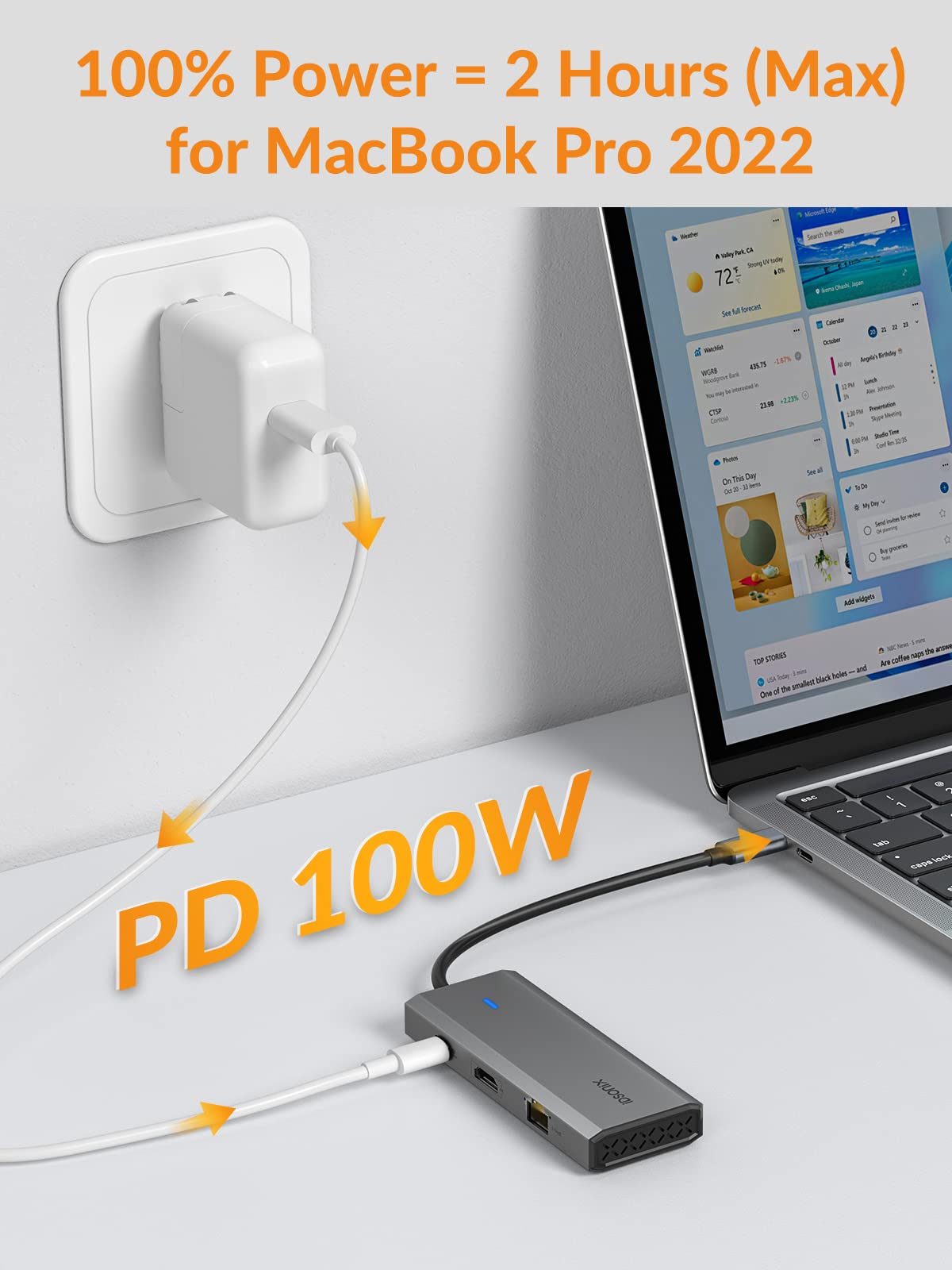 Docking Station - iDsonix 8 in 1 USB C Hub Aluminum Multiport Adapter with HDMI 4K@60Hz, PD 100W, 1Gigabit Ethernet, SD/TF Card Reader for MacBook Air/Pro iPad Dell/Hp Laptop and More