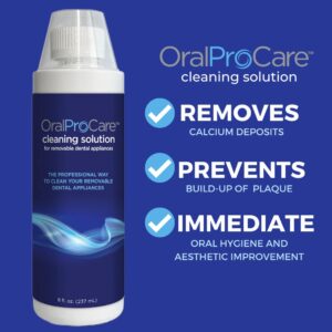 Oral ProCare Dental Appliance Cleaning Solution for Removable Dental Appliances; 8 oz bottle. For Up to 96 Uses. Retainer, Denture, Mouth Guard, Aligner, Night Guard Cleaner