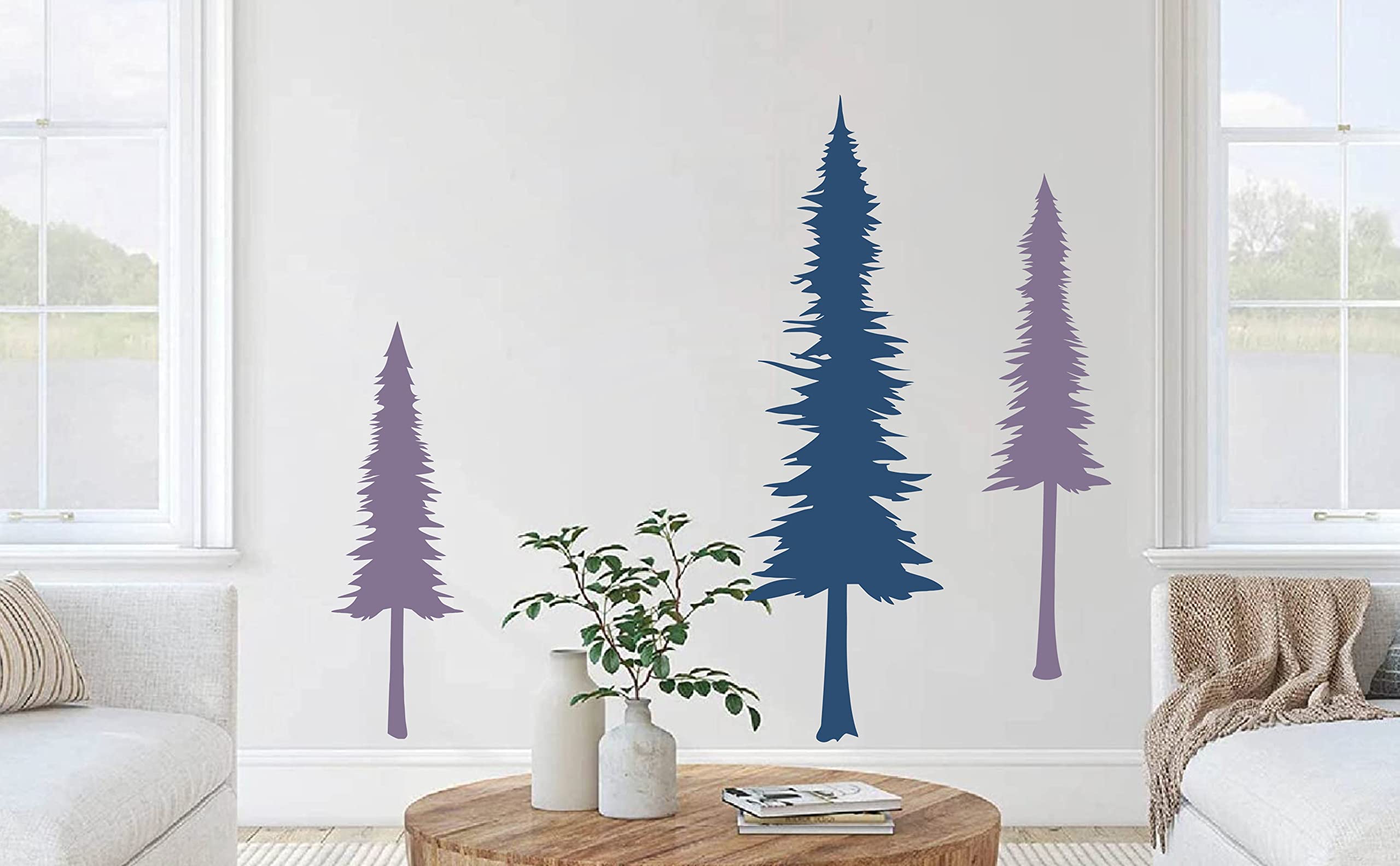 Large Pine Tree Wall Stickers Ever Green Tree Wall Decals Peel and Stick Forest Pine Tree Nursery Room Art Kids Room Bedroom Decoration