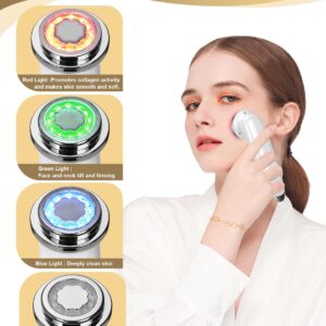 Face Massager Electric Face Lifting 4 in 1 Facial Massager Anti Aging Skin Tightening Firming Skin Care Tools (White)