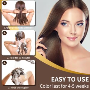 COSMTEK Dark Brown Hair Dye Shampoo for Gray Hair, Instant Natural Hair Dye Shampoo for Women & Man, 3-In-1 & Semi-Permanent, Herbal Ingredients & Ammonia-Free, Fast Acting and Long Lasting