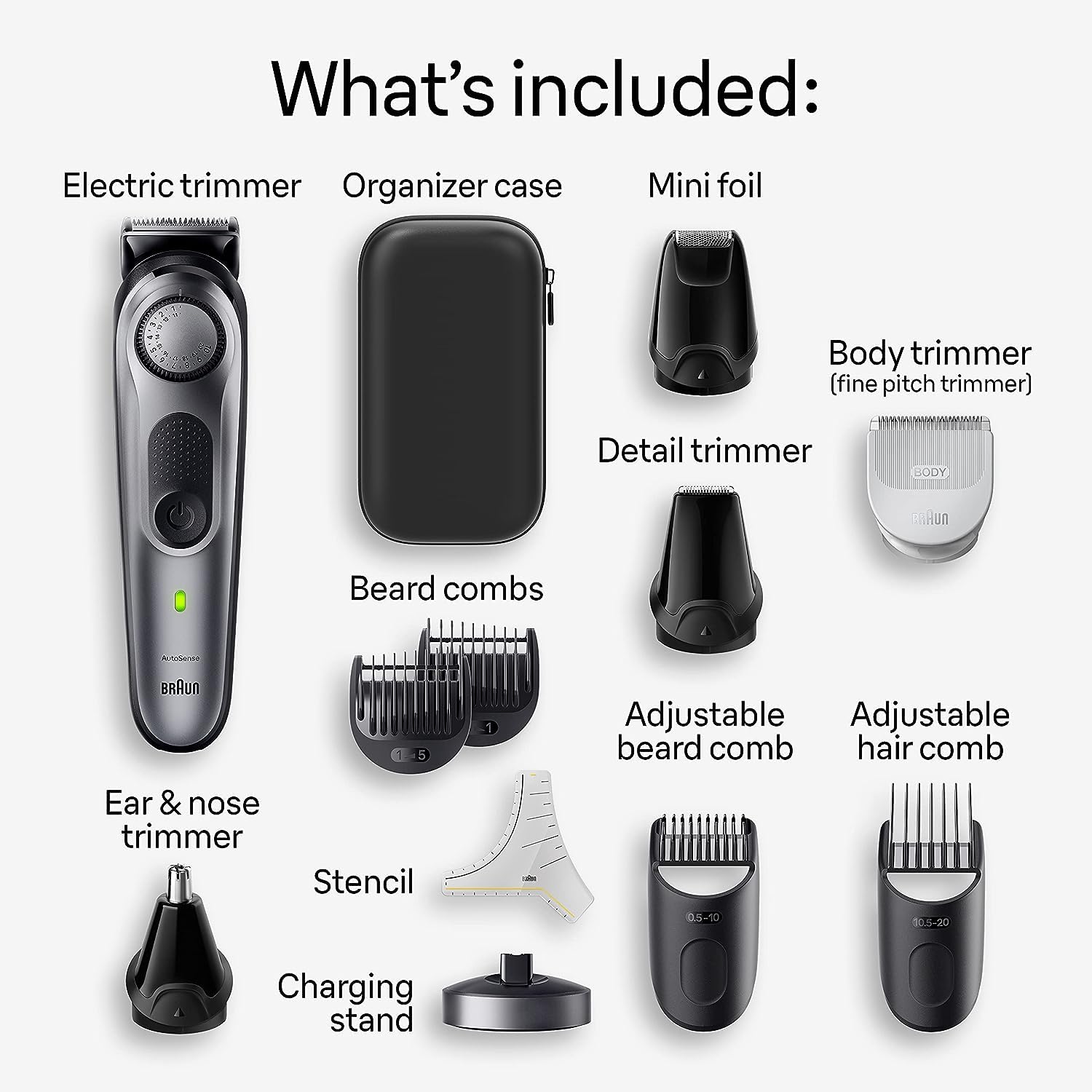 Braun All-in-One Style Kit Series 7 7420, 11-in-1 Trimmer for Men with Beard Trimmer, Body Trimmer for Manscaping, Hair Clippers & More, Braun’s Sharpest Blade, 40 Length Settings, Waterproof