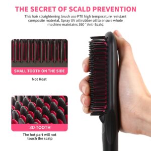 Enhanced Negative ion Hair Straightener Brush, Anti-Scald hot Hair Styling Tools & appliances Comb for Natural Thick Hair Women, Portable Electric Ceramic Heated Hair straightening Brush Products