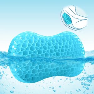 sunlit bath jello gel bath pillows, lumbar pillow for bathtub, back support pillow, gel pillow with non-slip suction cups for lumbar, back rest support, fits curved or straight back tubs, aqua