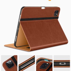 DTTO iPad Pro 12.9 6th / 5th / 4th / 3rd Generation Case 2022/2021/2020/2018, Premium Leather Folio Stand Cover with Built-in Apple Pencil Holder -Auto Wake/Sleep and Multi Viewing Angles,Brown