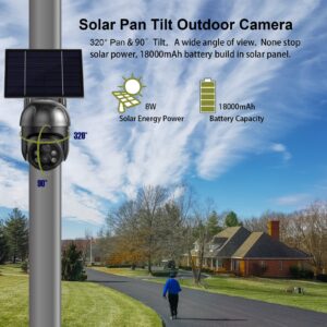 4G LTE Cellular Security Camera Wireless Outdoor, Pan Tilt 360° View No Wifi Solar Camera Outdoor, 1080P Color Night Vision Battery Security Camera with 2 Way Talk, PIR Motion Detection, US Version