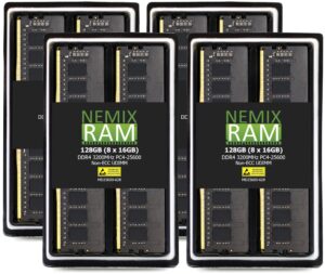 nemix ram 128gb (8x16gb) ddr4 3200mhz pc4-25600 2rx8 1.2v 288-pin non-ecc unbuffered udimm desktop pc memory kit