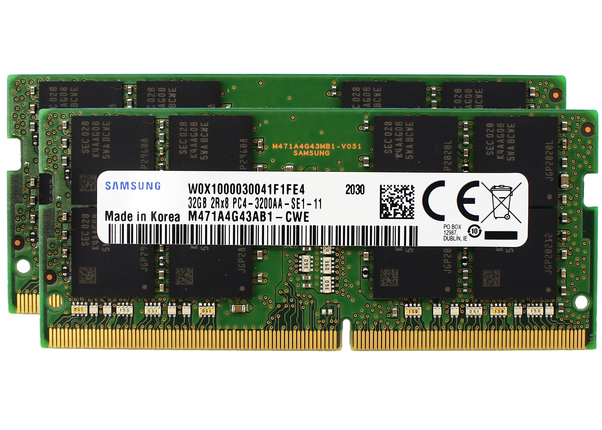 Samsung 64GB (2x32GB) DDR4 3200 MHz PC4-25600 SODIMM 2Rx8 CL22 1.2v 260-PIN Laptop Notebook Memory Module RAM Upgrade M471A4G43AB1-CWE M471A4G43CB1-CWE Adamanta