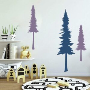 Large Pine Tree Wall Stickers Ever Green Tree Wall Decals Peel and Stick Forest Pine Tree Nursery Room Art Kids Room Bedroom Decoration