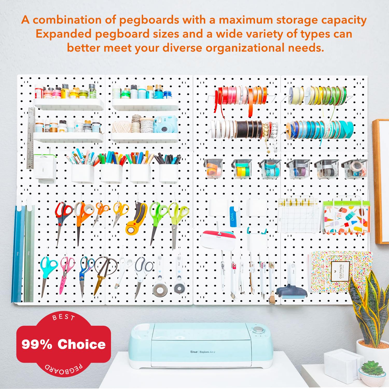 12Pcs Pegboard, Pegboard Wall Organizer, Peg Boards for Walls Craft Room, Pegboard Kits fit Garage Kitchen Workshop, Small Pegboard, Peg Board Organizer Accessories - White Pegboards Panels