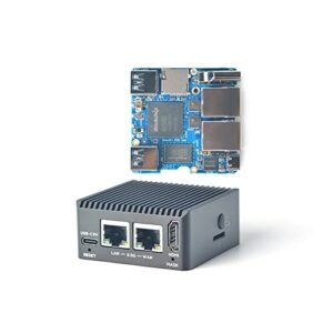 youyeetoo nanopi r5c mini router with metal case, rk3568 development board, 4gb lpddr4x 32gb emmc, 0.8tops npu, support openwrt docker, two ethernet ports, m.2, hdmi 2.0 (without m.2 wi-fi module)