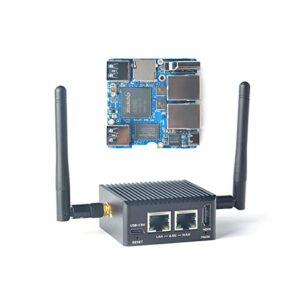 youyeetoo NanoPi R5C Mini Router with Metal Case, RK3568 Development Board, 4GB LPDDR4X 32GB eMMC, 0.8TOPS NPU, Support OpenWrt Docker, Two Ethernet Ports, M.2, HDMI 2.0 (with M.2 Wi-Fi Module)