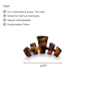 TELETIES - Tiny Hair Clip - Strong Grip, Bendable Teeth, Comfortable Curved Design - Ideal for Thin Hair, Kids, Half-up Hairstyles - For All Hair Textures - Tortoise