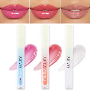 BINGBRUSH 3 Pcs Color Changing Lip Gloss Lip Oil Tinted, Peaches Plumping Magic Mood Lipstick Lip Glaze, High-Shine Clear Shimmer Lip Stain Lip Balm, Longlasting Lips Will Not Dry Out