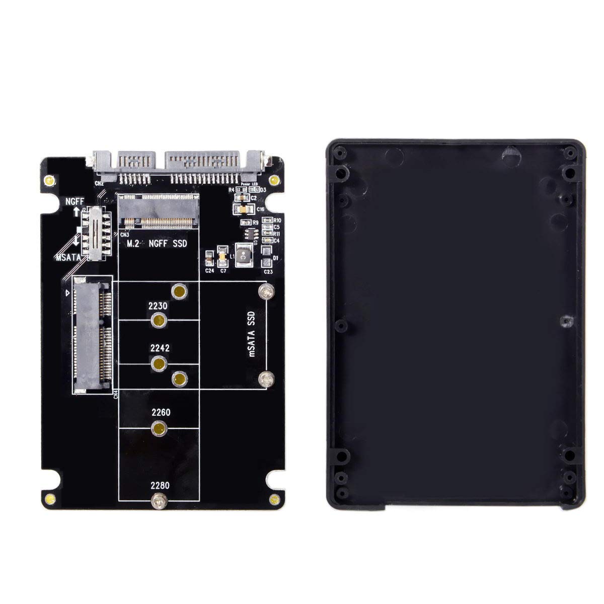 Cablecc Combo M.2 NGFF B-Key & mSATA SSD to SATA 3.0 Adapter Converter Case Enclosure