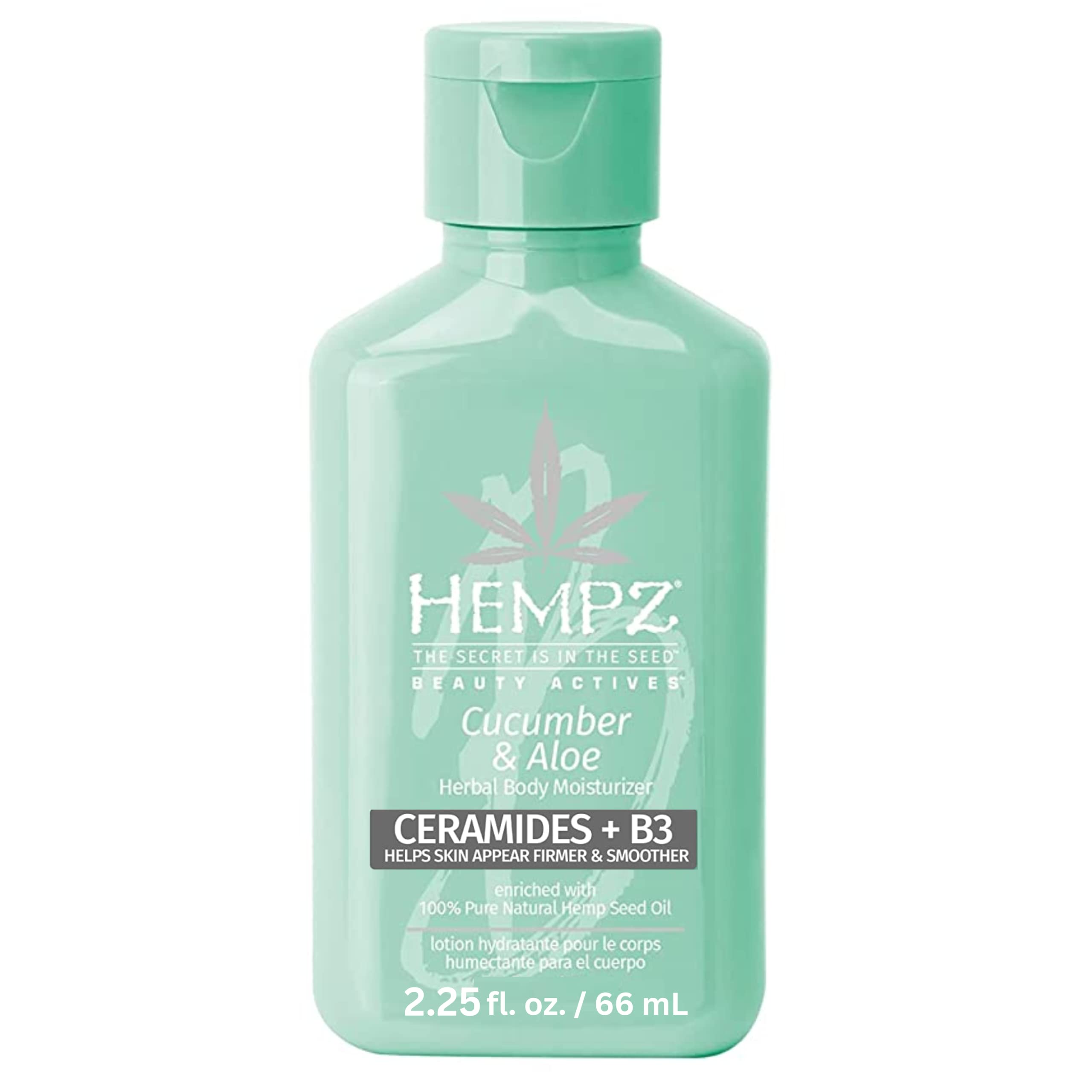 Hempz Body Lotion - Cucumber & Aloe Limited Edition Mini Daily Moisturizing Cream, Shea Butter, Aloe, Body Moisturizer - Skin Care Products, All Natural Hemp Seed Oil - Travel Size 2.25 Fl Oz