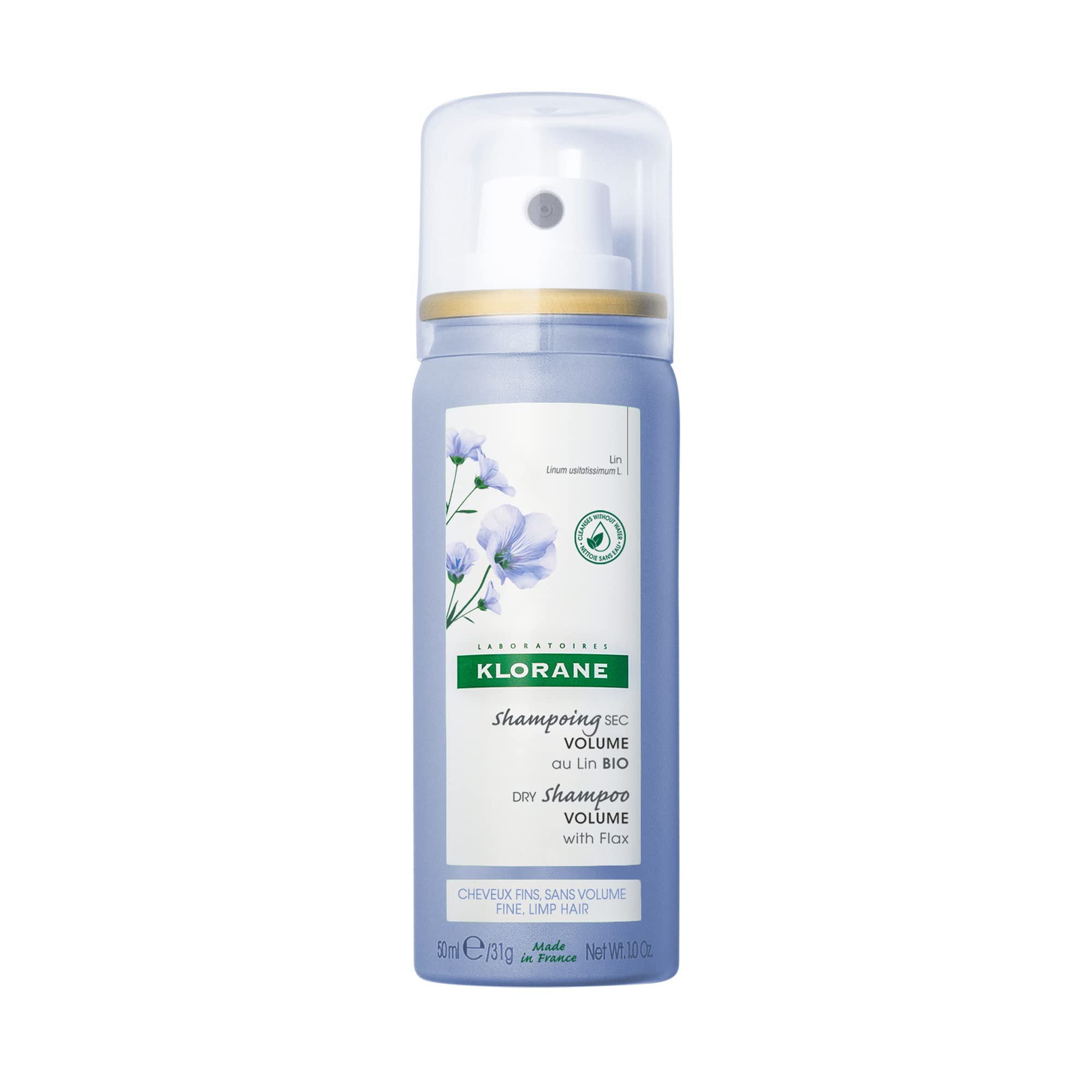 Klorane Volumizing Dry Shampoo with Flax, Paraben & Sulfate-Free, Travel Size, 1 oz.