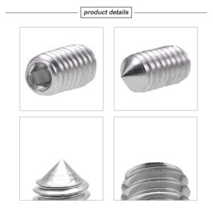 50 Pcs M5x10mm Internal Hex Socket Set Grub Screws Cone Point 304 Stainless Steel Screw, Key Socket Cone Point Grub Screw/Set Screws