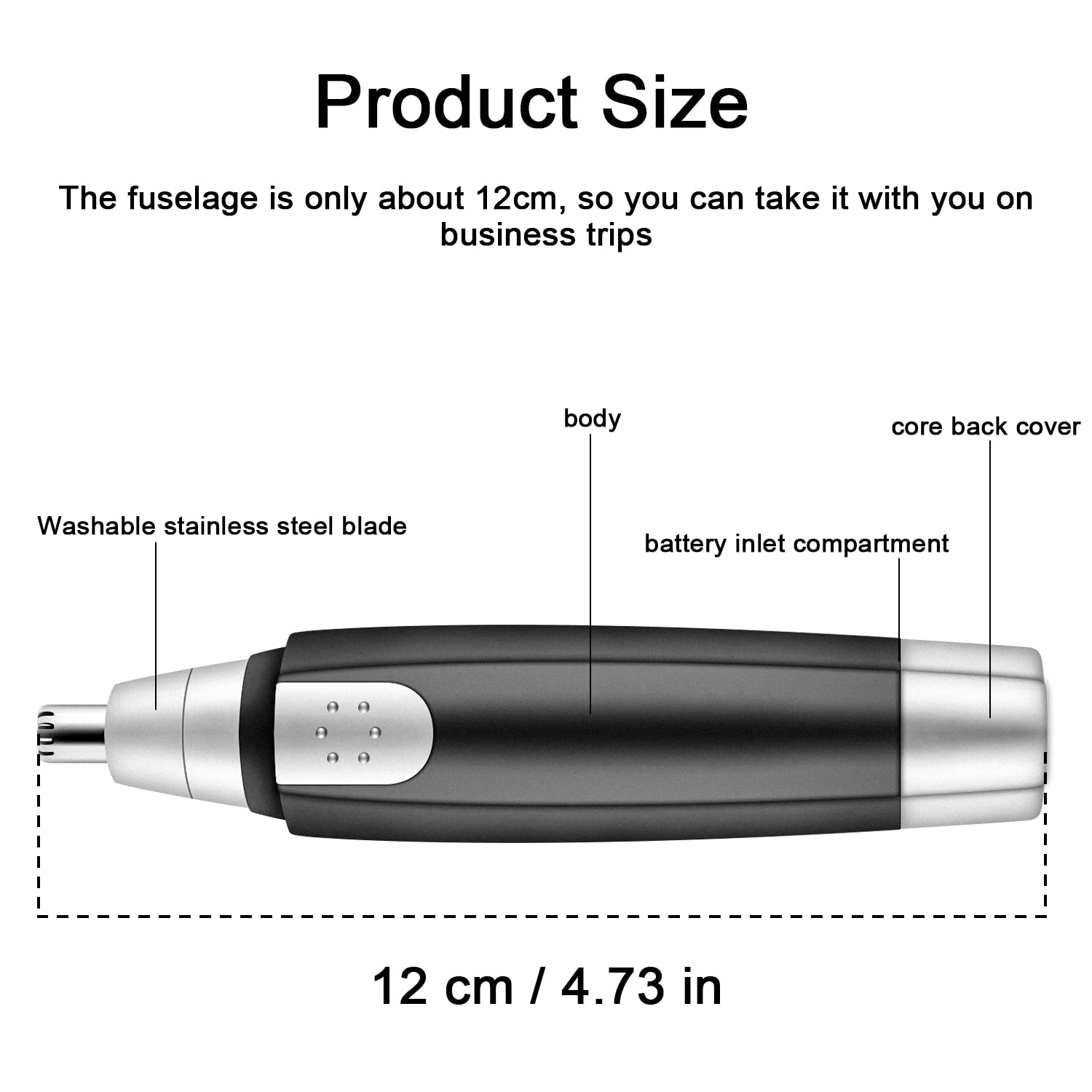 WOOTONG Painless Ear and Nose Hair Trimmer, Electric Nose Hair Shaver, Portable Facial Hair Clippers for Men and Women, Battery-Operated