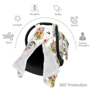 KiuLoam Woodland Wild Nature Animal Print Baby Car Seat Canopy, Nursing Cover for Mom Breastfeeding Scarf, Infant Car Seat Cover/Multiuse Baby Stroller Covers for Babies Boys Girls