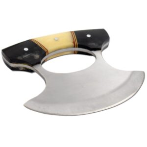 Wild Turkey Handmade Chef Kitchen Alaskan Ulu knife Crescent Blade Bone Handle (BNHR)