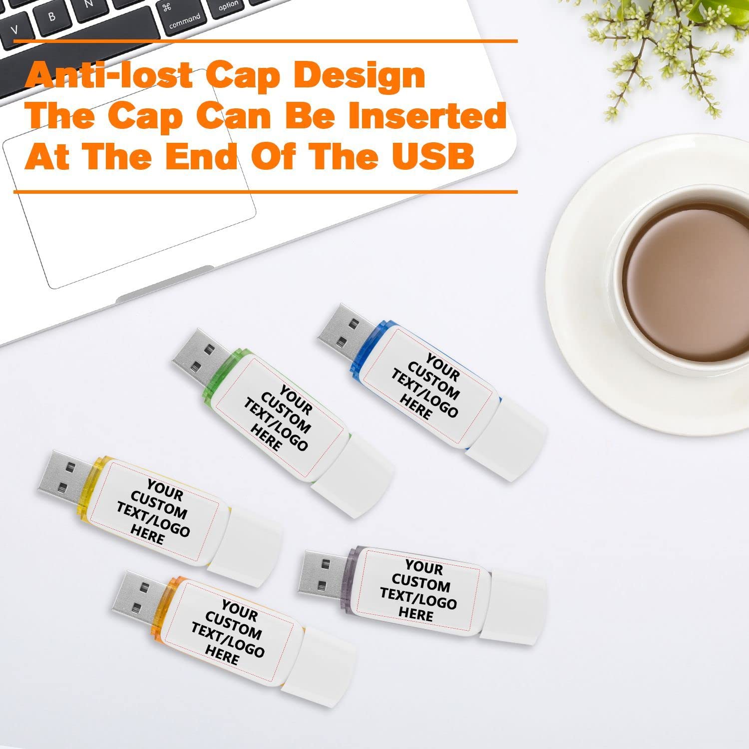 Paintechz Custom USB Flash Drives Bulk 50 Pack, Personalized Thumb Drives with Your Company Logo - Customizable Text - 512MB