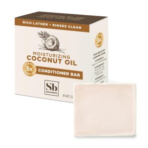 soapbox hair conditioner bar with coconut oil to moisturize and nourish dry damaged hair - 2oz solid conditioner, low plastic, vegan, sulfate free, paraben free hair care