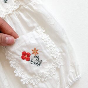 Baby Mexican Outfit Traditional Mexican Dress for Girls Kids Ethnic Wear Newborn Linen Romper Summer UNO Toddler Cinco De Mayo Fiesta 1st Birthday Outfits Cake Smash White Floral Romper 6-12 Months