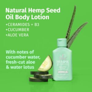 Hempz Body Lotion - Cucumber & Aloe Limited Edition Mini Daily Moisturizing Cream, Shea Butter, Aloe, Body Moisturizer - Skin Care Products, All Natural Hemp Seed Oil - Travel Size 2.25 Fl Oz