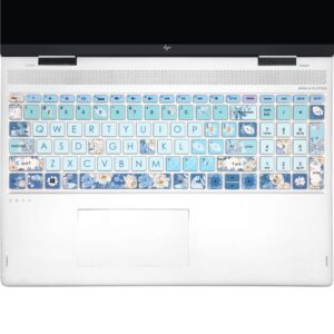 wslucko keyboard cover for hp envy x360 15.6''series/hp pavilion 15/ hp pavilion x360 15.6” series/hp envy 17 17.3" series/hp laptop 15t 17t 17-ca0011nr 17-by0040nr, peony