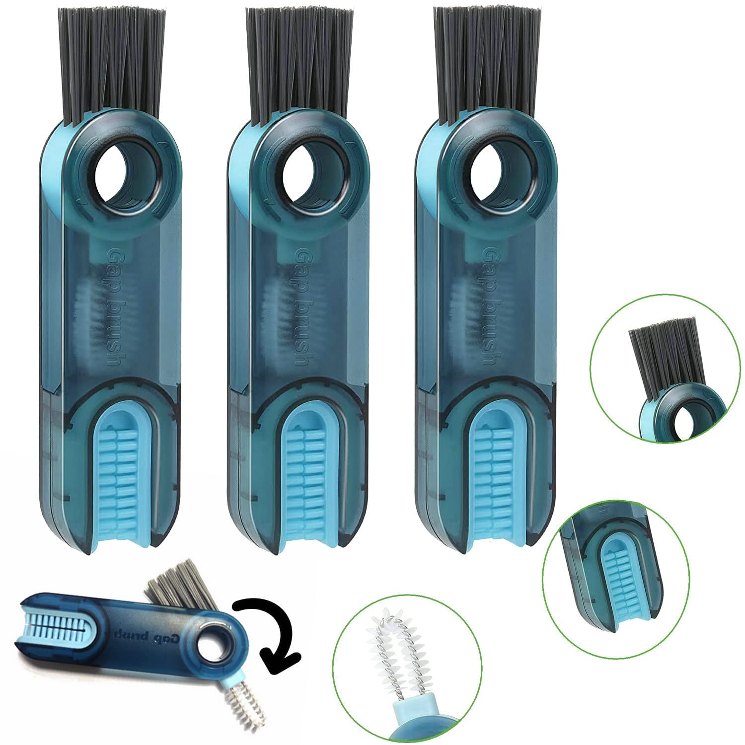 3 in 1 Cup Lid Cleaning Brush Set Multifunctional Bottle Brush Cleaner Tiny Bottle Cup Lid Brush Straw Cleaner Tools Mini Silicone Bottle Cup-Holder Cleaner