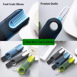 3 in 1 Cup Lid Cleaning Brush Set Multifunctional Bottle Brush Cleaner Tiny Bottle Cup Lid Brush Straw Cleaner Tools Mini Silicone Bottle Cup-Holder Cleaner