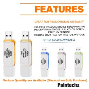 Paintechz Custom USB Flash Drives Bulk 50 Pack, Personalized Thumb Drives with Your Company Logo - Customizable Text - 512MB