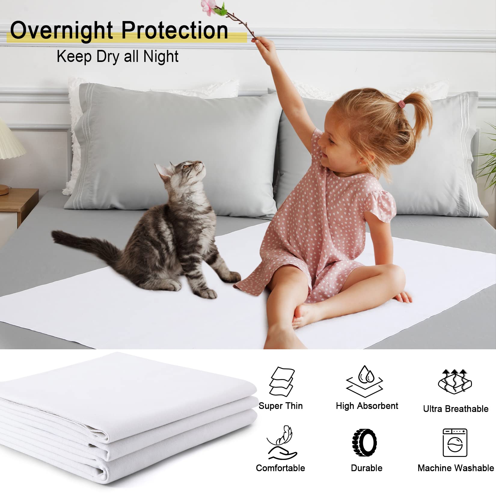 Waterproof Crib Mattress Protector Incontinence Pad 100％ Water Resistant Flannel Crib Mattress Protector Washable Reusable Mattress Protector Pad for Bed, Kids, Elderly, Pet,28x52''